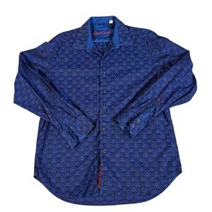 Robert Graham Royal Blue Paisley Men's Button Up Long Sleeve Collared Shirt LG
